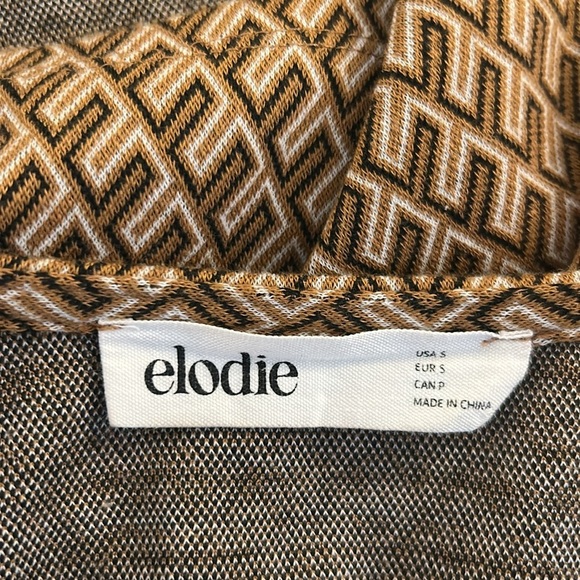 Elodie Brown & Tan Geometric 70's 90's Y2K Cropped Spaghetti Strap Top Size S - Picture 4 of 5